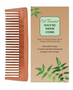 Allivia Kacchi Neem Wooden Comb, Oil Treated, Wide Tooth, Pack of 2