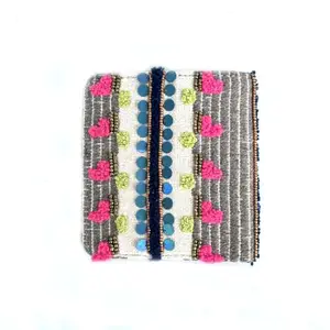 Desi Drama Queen Snap Button Wallet Neo-Beige/Purse Jacquard Multi Colour (10 x 10 cm)