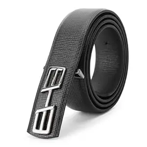 Kastner Men's Formal and Casual Pin Closer PU Leather Belt with Textured Design and Buckle