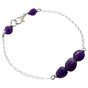 RRJEWELZ Amethyst Bracelet for Men & Women – 6-8mm Tumble Smooth Purple Beads – 7 inch with Silver Plated Clasp – Healing, Fashion, Gift, Spiritual, Yoga|LCBR_RR_00476