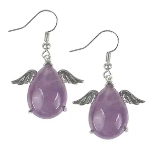 Reiki Crystal Products Amethyst Angel Wing Shape Earrings Studs | Amethyst Tops For Reiki Healing And Crystal Healing Stones