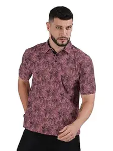 fanideaz Mens Half Sleeve Cotton Floral Printed Branded Polo T-Shirt for Mens Stylish Tshirt for Men Regular fit Half Sleeve Classic Collar Polo Tshirt