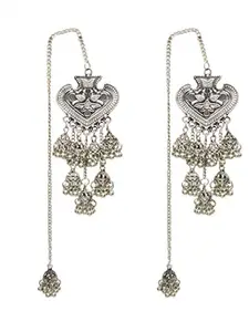 Total Fashion Oxidised German Silver Afghani kashmiri Style Jhumka Earrings for Girls and Women