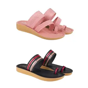 ZENWEAR Extra Soft Classic Casual wear with Flexibility Technology Sandal Combo for Women's/Girl's(6142+6144)(5) Multicolor