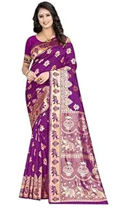 Shasmi Women's Banarasi Saree Pure Kanjivaram Silk Saree Soft new ladies 2026 Design Wear Pattu Sarees Latest Cotton Party Sari collections With Blouse Piece for Wedding sadi (SAM SAN 9016)