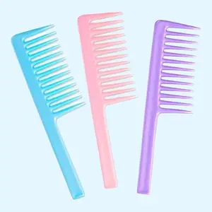 Detangling Wide Tooth Hair Comb with Handle for Wet and Dry Hair - Professional Set of 3