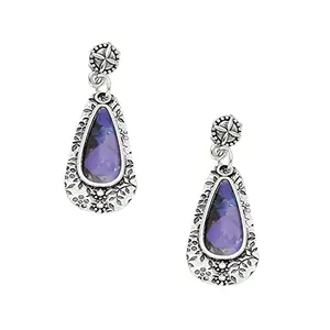 SOHI Purple Stone Contemporary Drop Earring For Women and girls, Silver Plated, Fashion Accessories, jewellery for women, drop earrings, artificial earrings for women (7706)