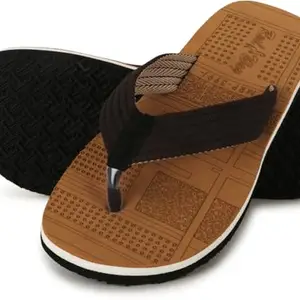 Footexo Men's Solid Casual EVA Slippers – Slip-On Anti-Skid Fashion Chappal with Cushioned Insole | Lightweight Flat Footwear-102 | Color Tan | Size : 10