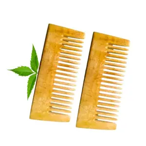 MICLAC Wood Comb for Kids: Gentle and Safe Hair Care | Comb For Hair Growth | Wooden Shampoo Comb | Set of 2