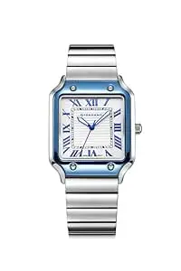 Giordano Analog Watch for Men with Square Textured Dial, Roman Numerals, Quartz Movement and Stainless Steel Strap