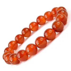 Reiki Crystal Products Natural Red Onyx Bracelet Crystal Stone 10 mm Round Bead Bracelet for Reiki Healing and Crystal Healing Stones (Color : Red)