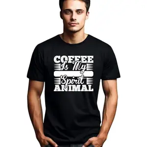 Seek Buy Love Funny Coffee Lover T-Shirt, Coffee is My Spirit Animal Tee, Unisex Graphic Shirt, Casual Cafe Style for Coffee Fans (XL, Black)