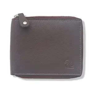 KARA Tan Zipper Leather Wallet for Men and Women - Bi Fold Unisex Wallet with 6 Card Holder Slot