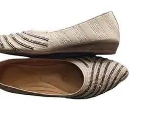 Unique Green MART Ladies' Bellies, Textured Pattern Ballet Flats, Brown (Brown, UK Footwear Size System, Adult, Women, Numeric, Medium, 4)