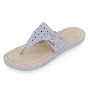 DOCTOR EXTRA SOFT Women's Flat Memory Foam Slippers/Flip-Flops Fashion Stylish Casual Comfortable Diabetic Orthopedic Lightweight Synthetic Slip-on Sandals with Adjustable Buckle for Girls/Ladies D-609