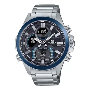 Casio Edifice ECB-30DB-1ADF Black Analog-Digital Dial Silver Resin Strap Men's Watch Smartphone Link World Time ED606
