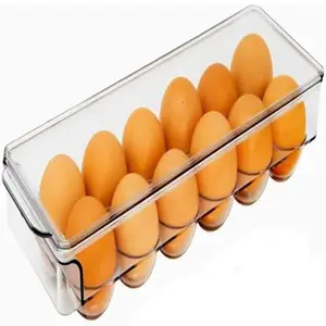 INKULTURE Acrylic Egg Storage Box or Egg Trays for Refrigerator with Lid & Handles Egg Tray Box for 12 Egg | Long Clear & Unbreakable