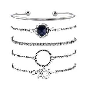 Fashion Frill Bracelet For Women Flower Design Multi Layered Bangle Silver Bracelets For Women Girls Stylish Stackable Bracelet