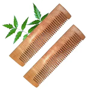 Neem Wooden Pocket Comb Set for Women & Men | Wooden combs Hair Comb Set | Kachi neem comb for Women for Hair Growth (Pack Of 2)