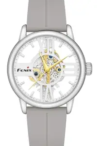 DEEP Glorious Watch for Men, Skeleton Dial, Grey Silicone Strap, Automatic Movement