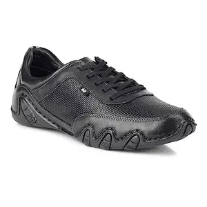 ID Men's Black Lace Up Leather Casual Shoes