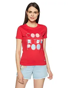 Speedo Women's Plain Regular Fit T-Shirt (7010-Usred-0101_USA Red_Small)