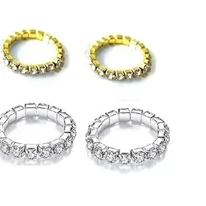 fashion accessories Toe Ring Artificial Silver Plated White Stone Toe Ring Stretchable Jewelry For Women, 2 Pairs.