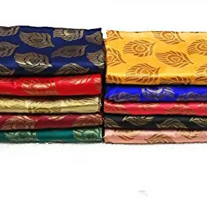 Cotton Colors Silk-Cotton Blouse Piece Material for Women, Unstitched, Combo of 10 (1 meter each) - Navratri Special, Durga Puja Special, Oti Bharan, Ugadi Special -C87