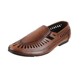 Mochi Men Tan Fisherman Leather Sandal UK/6 EU/40 (18-244)