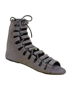 WalkTrendy Womens Synthetic Grey Strappy Close Toe Flats - 6 UK (Wtwf570_Grey_39)