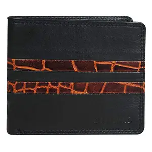 Men's Genuine Leather Wallet with Multiple Card Slots and ID Window- Leather Wallet by Calfnero (Black-Coco)
