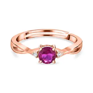 Ornate Jewels 925 Silver Rose Gold Plated Red Ruby Criss Cross Adjustable Ring for Women & Girls | With Certificate of Authenticity and 925 Stamp | Life-time Warranty*