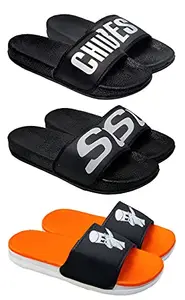 Axter Axter Multicolor Men's Casual Stylish Slides Slippers 9 UK (Set of 3 Pair) (3)-1703-1706-1720