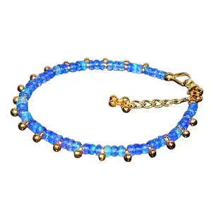 LKBEADS Blue Fire Ethiopian Opal Bracelet with Gold Plated Clasp – 3mm Rondelle Beads – Smooth Cut – 7 inch adjustable – Healing, Fashion, Gift, Spiritual, Yoga|LK_STACK_01440