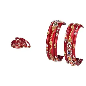 Somil Elegant Combo Bangles For Women & Girls | Assorted Design Chudi Set | Wedding, Festive & Everyday Use, Pack Of 10, Red -N242