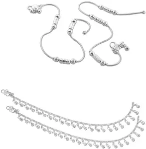 Lila Traditional Trendy Jewellery All Occassions Anklets Payal Pair for Women/Girls Alloy Anklet (Pack of 4)(Bzr_ComboPayal-121&124-(1PairEach))