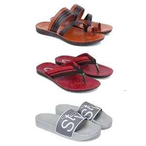 DRACKFOOT Men's Sandals | Lightweight Wear| Stylish & Easy to Wear For Men's GR-SAN-(3-COMBO)-3151-3129-1589-7