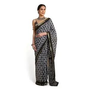 RATAN Pure Cotton Printed Mulmul Saree for Women with Blouse Piece