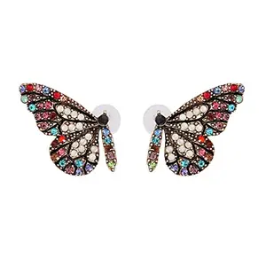 Kairangi Earrings For Women Multicolor Butterfly Designed Stud Drop Earrings For Women and Girls