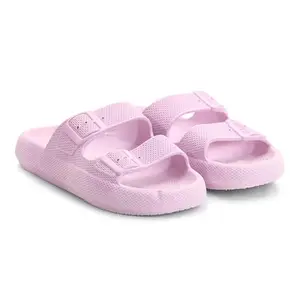 KICKFREE Comfort Meets Elegance Women's Platform Slippers with Adjustable Buckle (Purple, 4)