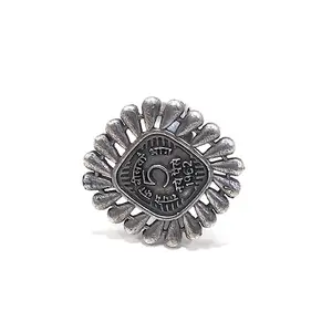 Dulcett India | Oxidised Silver Ring | Square Shape 5 Paisa Oxidized Silver Black Metal Ring | Oxidised Silver Ethnic & Traditional Ring for Women & Girls
