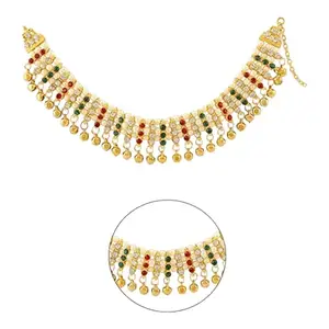 Magickal Moon Allure Chunky Bell Anklet With Multi-color Midi Toe Ring | Chutki| For Women and Girls (Pack of 2)_Ankl454