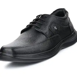 LOUIS STITCH Jet Black Genuine Leather Formal Shoes for Men | Ultra Lightweight Eva Sole Men’s Formal Walking Shoes | Comfortable for Long Hours of Walking or Standing | LSLXPDDBJB | UK-7