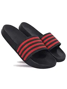 AADI Men's Red Synthetic Leather Daily Casual Sliders/Flip Flop & Slippers