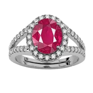 LMDLACHAMA 7.25 Ratti 6.50 Carat Certified Ruby Gemstone Silver Adjustable Oval Cut Ring Gift for Womens And Girls
