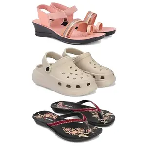 Women's Comfortable Sandal,Casual Lightweight Sandal for Everyday Wear I COMBO-3-1959-OO1-O18-5-EURO-36