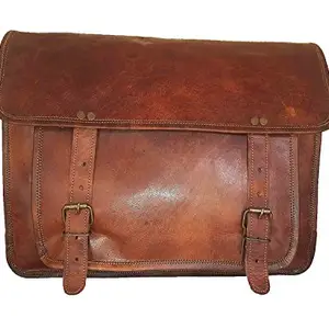 Znt bags Real Full Flap Leather Brown Crossbody Satchel Laptop Messenger Bag for Men/Women/Boys/Girls/Male/Female (10 x 4 x 13 Inches) … …