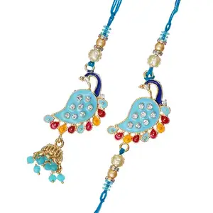 Ingo creation Peacock Rakhi For Brother And Bhabhi Kids Combo Bro For Rakshabandhan With Greeting Card