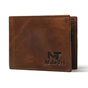 MaheTri Maxton Men's RFID-Blocking Genuine Leather Bifold Wallet With Multiple Card Slots | Ideal for valentines day gifts | Gift for him, Brown, Leather Wallet
