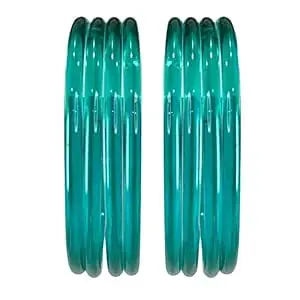 BANGLESKART Plain Crystal Glass Bangles Set of 8 for Women & Girls | 3mm Thick Glossy Glass Bangles | Traditional & Everyday Wear Jewelry (Multiple Colors, Sizes
